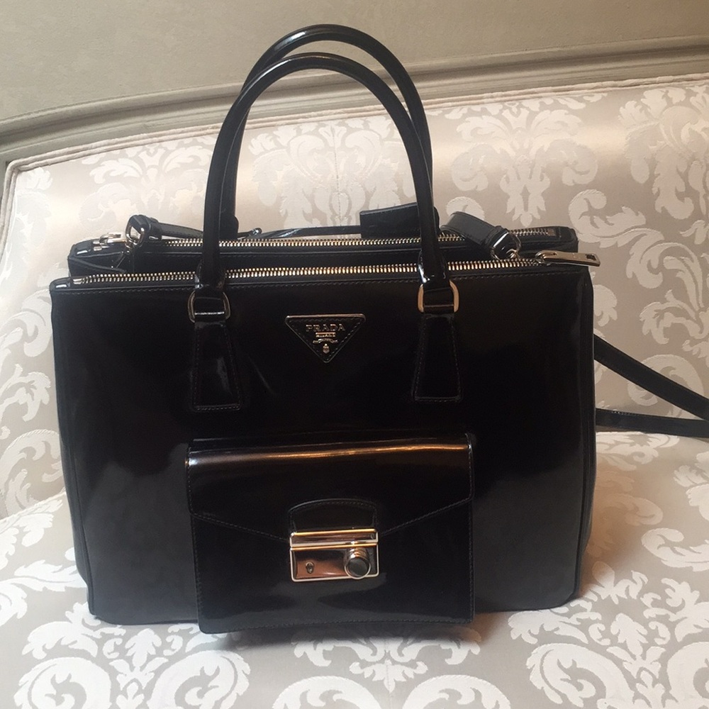 Prada black handbag with front pocket